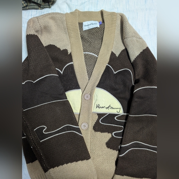 House Of Sunny Brown and Tan Cardigan Sweater - Picture 4 of 5